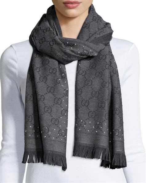 mens gucci scarf brown|gg jacquard pattern knitted scarf.